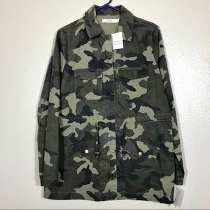 Justfab Camo Print Utility Jacket Army Green Small